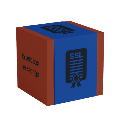A 3D cube with brown and blue faces. One face displays an SSL certificate icon, while another features the Sectigo® CA logo and product name PositiveSSL DV Single Site, emphasizing simple Domain Validation for a single site.