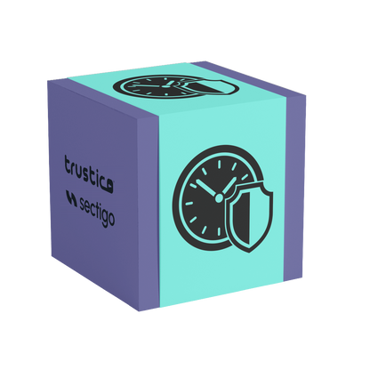 A 3D cube features a clock and shield icon on one face, while another displays the words “Sectigo® EV + Multi Domain - Additional SAN” and “Sectigo® CA,” emphasizing advanced capabilities like Subject Alternative Name for Multi Domain SSL Certificates - all set against a light background.